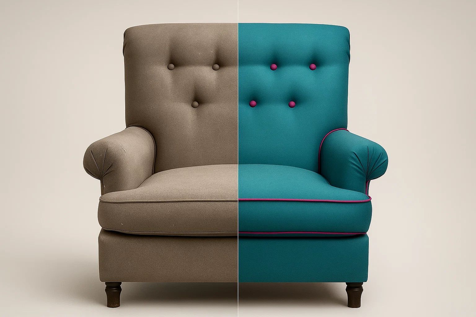 Antes/después: sillón — Torres Tapicería Barcelona